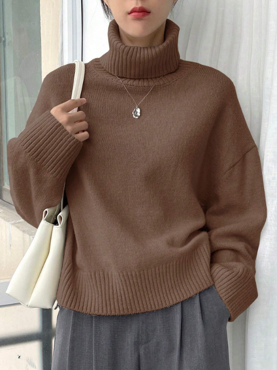 DAZY Turtleneck Drop Shoulder Sweater