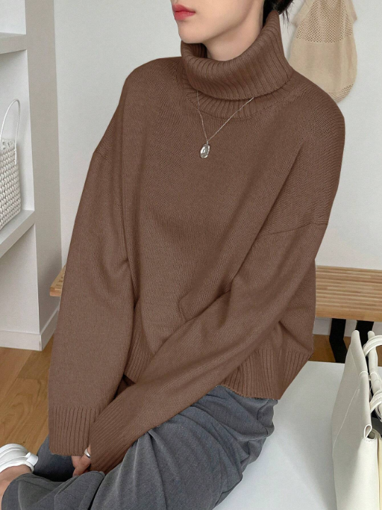 DAZY Turtleneck Drop Shoulder Sweater