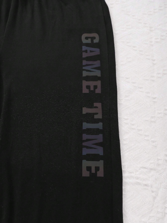 Men's Black Video Game Printed Round Neck Homewear Set