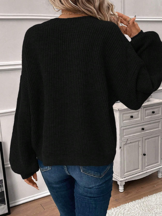 LUNE V Neck Drop Shoulder Sweater