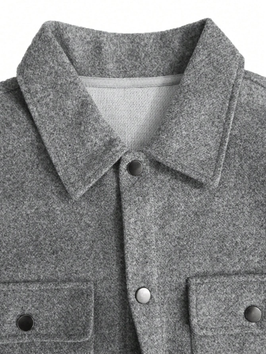 Men's Plain Woolen Coat With Cargo Pockets