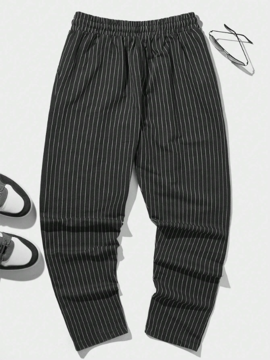 Cottnline Men Striped Print Pants