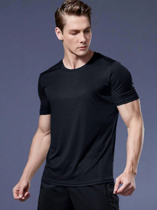 2pcs Men's Quick-Dry Sports Suit With Short Sleeve T-Shirt And Loose Breathable Tops For Fitness Running Gym Clothes Men Basic T Shirt