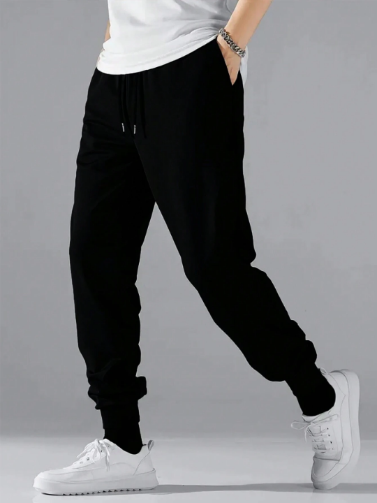 Men's Drawstring Elastic Waist And Cuffed Pants