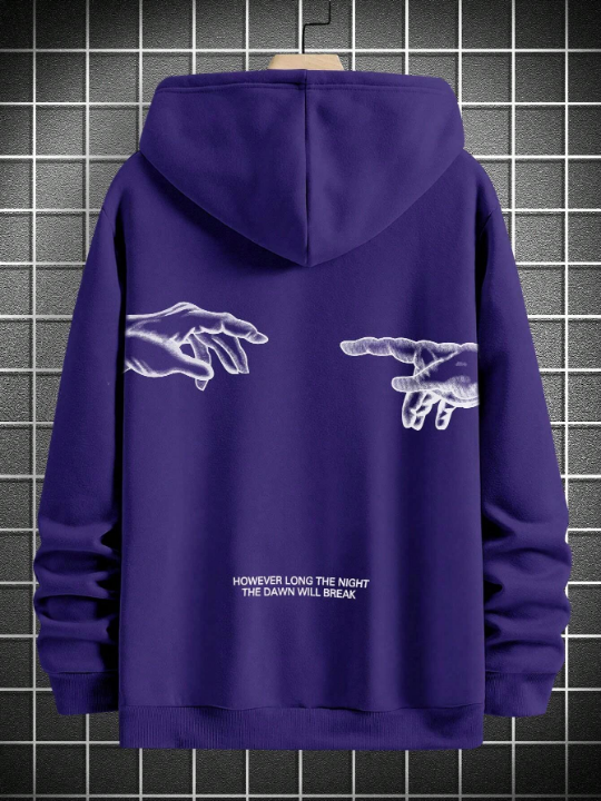 Manfinity EMRG Loose Men's Statement And Hand Print Drawstring Hoodie