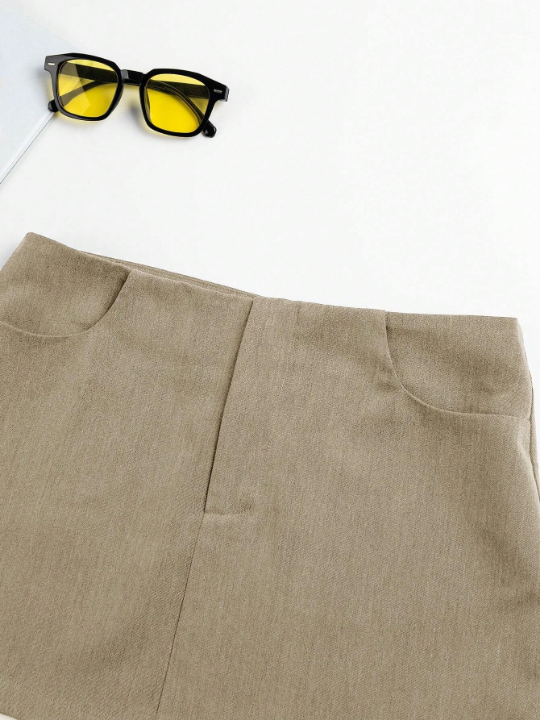 EZwear Solid Straight Skirt