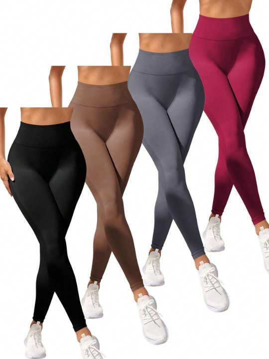 Yoga Basic 4pcs Wide Waistband Sports Leggings