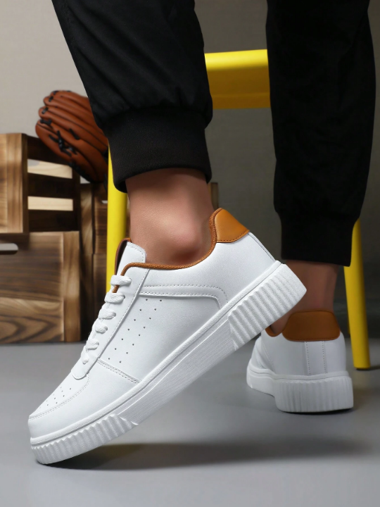 New Arrival Men's Fashionable And Comfortable Breathable Casual Shoes, Round Toe Lace-up Outdoor Low-top Sneakers