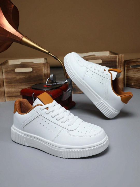 New Arrival Men's Fashionable And Comfortable Breathable Casual Shoes, Round Toe Lace-up Outdoor Low-top Sneakers