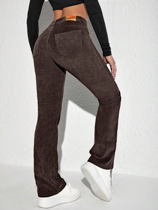 Solid Color Denim Corduroy Long Pants