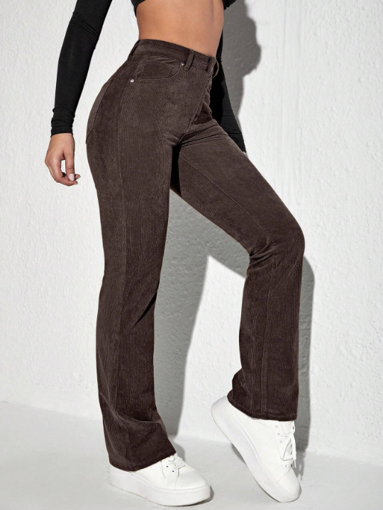 Solid Color Denim Corduroy Long Pants