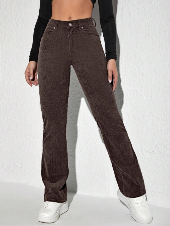 Solid Color Denim Corduroy Long Pants