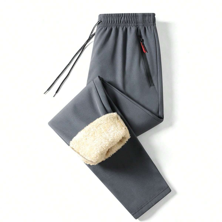 Men's Winter Thick Woolen Warm Pants, Loose & Warm, Suitable For Sports, With Zippers & Pockets