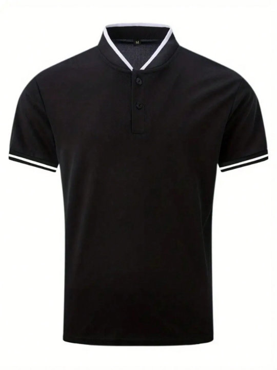 Men's Short Sleeve Polo Shirt With Stand Collar