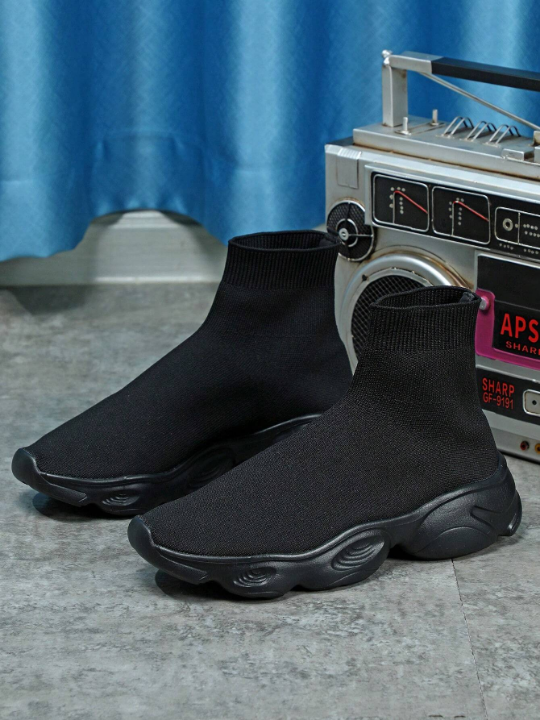 Black Fashionable Soft & Lightweight Slip-On Sock Shoes For Men, Walking And School Shoes. Great Gift For Black Friday.