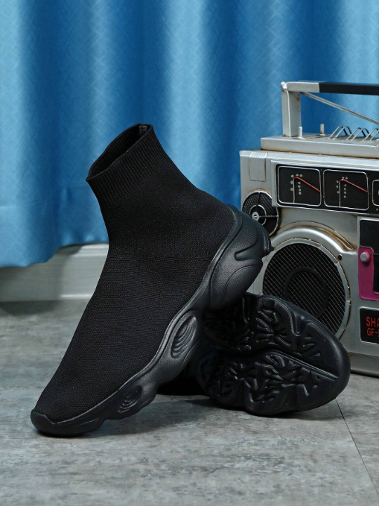 Black Fashionable Soft & Lightweight Slip-On Sock Shoes For Men, Walking And School Shoes. Great Gift For Black Friday.