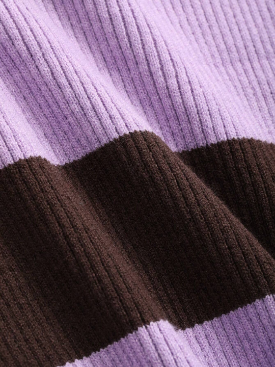 DAZY Striped Turtleneck Slim Fit Sweater