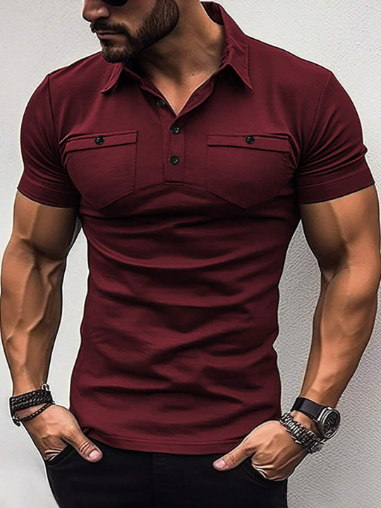 Manfinity LEGND Men's Solid Color Pocket Polo Shirt