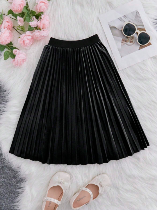 Tween Girl Solid Pleated Skirt