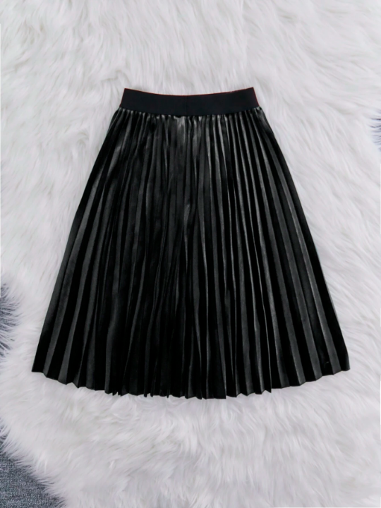 Tween Girl Solid Pleated Skirt