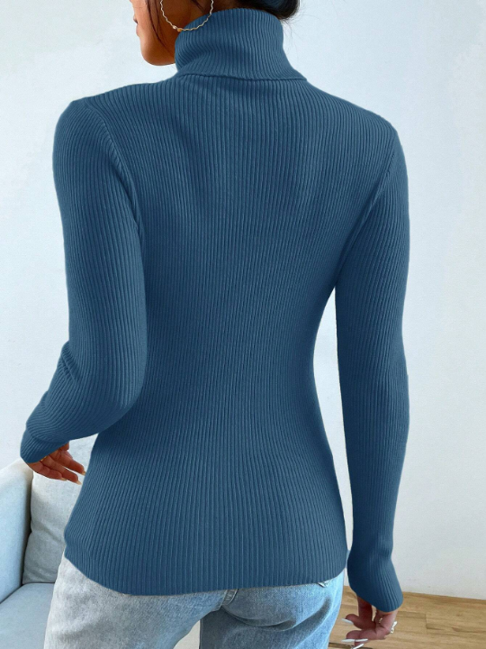 Mulvari Solid Color High Neck Pullover Sweater