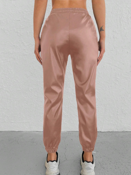 Drawstring Waist Pants With Slant Pockets