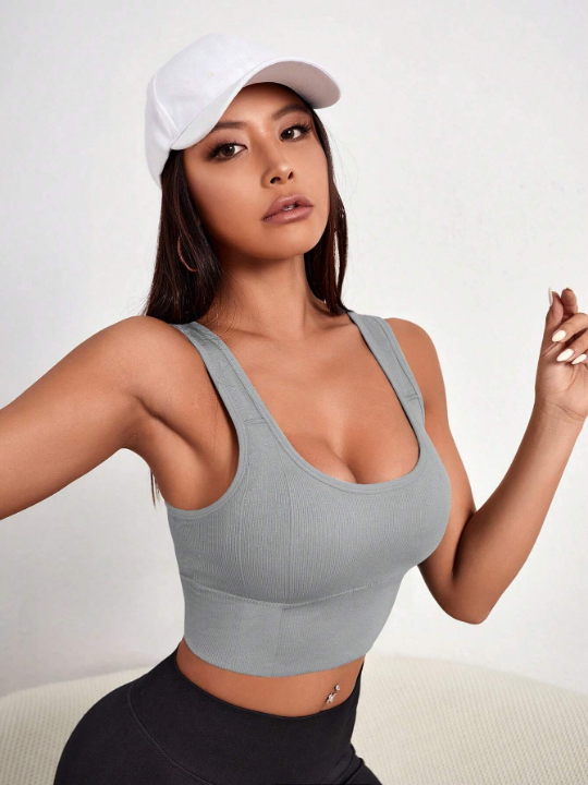 Yoga Basic Solid Seamless Sports Bra