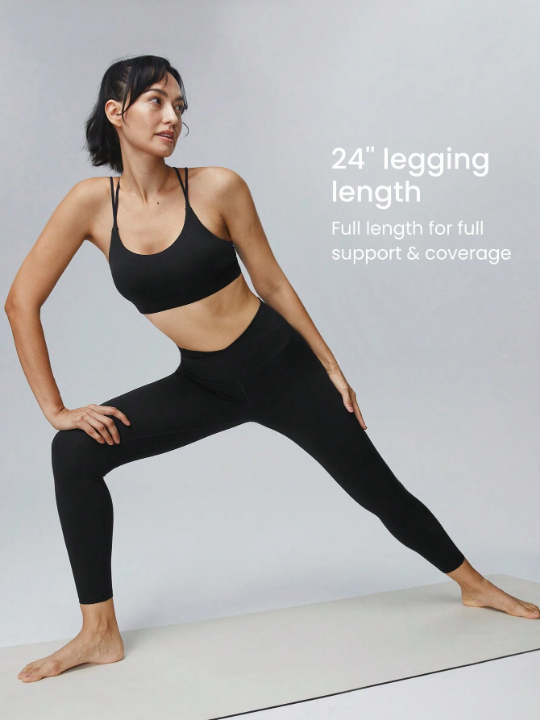 GLOWMODE 24" FeatherFit Crossover Yoga Leggings Buttery Soft High Stretch Crossover Waist Sports Tights