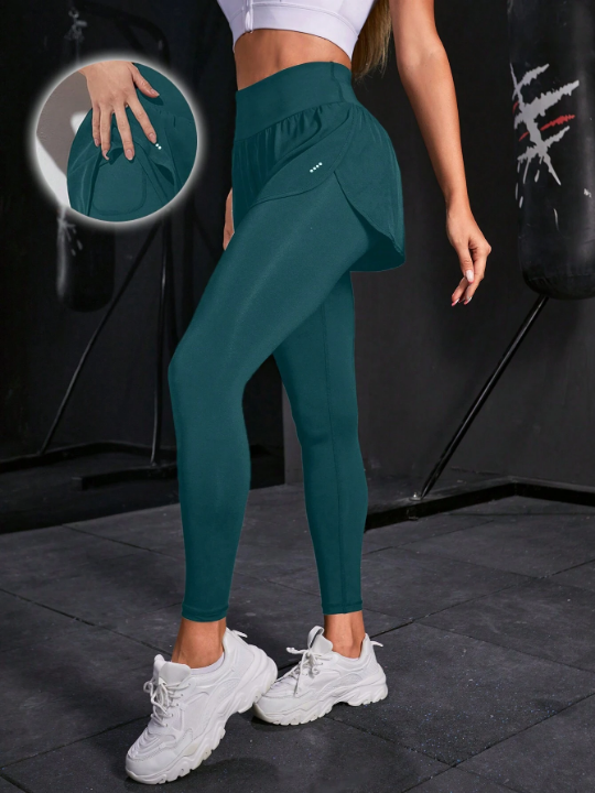 2 in 1 Sports Leggings With Phone Pockets