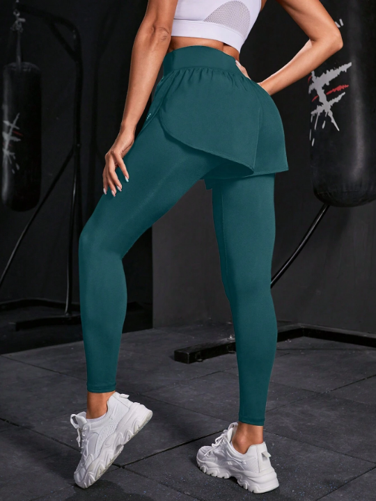 2 in 1 Sports Leggings With Phone Pockets