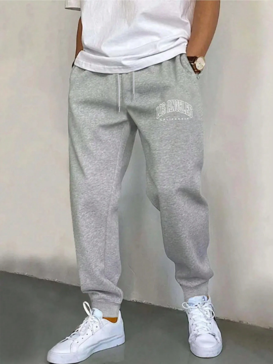 Men's Letter Print Drawstring Waist Jogger Pants