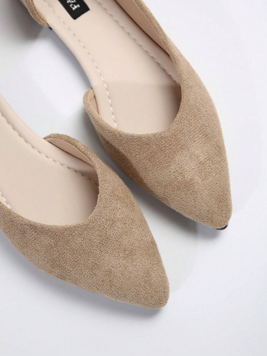 New Spring/summer Fashion Women's Pointed Toe Flat Faux Suede Perforated Slip-on Shoes, Comfortable And Anti-slip