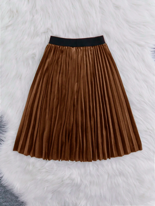 Tween Girl Solid Pleated Skirt