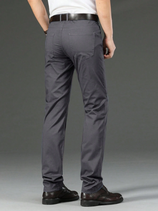 Men Slant Pocket Straight Leg Pants Without Belt