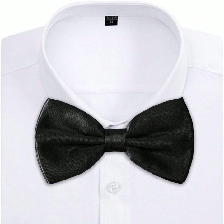 1pc Men's Black Double-layered Polyester Adjustable Bow Tie For Weddings, Parties, Performances Or Daily Accessory