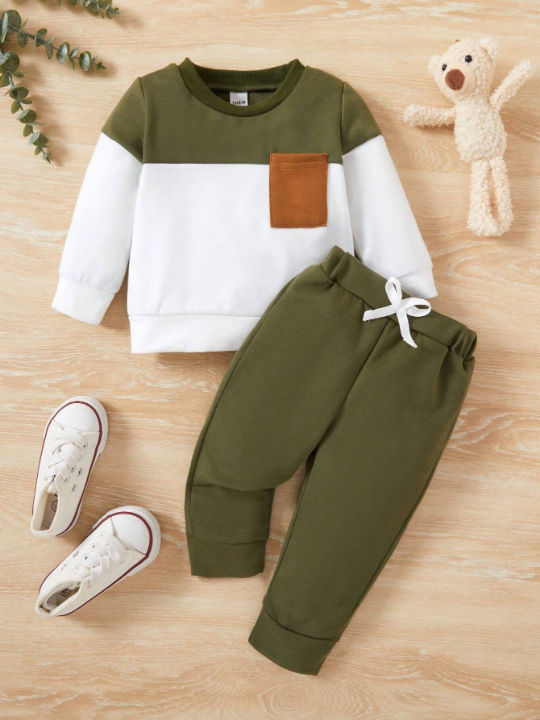 Baby Boys' Color Block Sweater And Pants Set