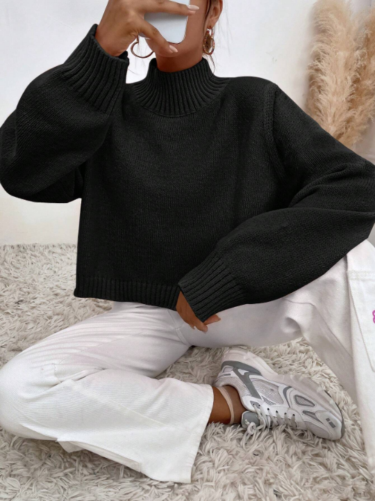 Drop Shoulder Crop Sweater