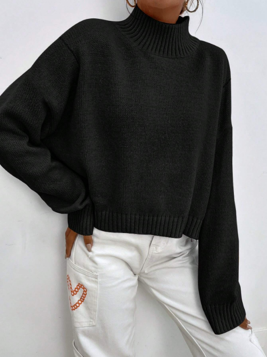 Drop Shoulder Crop Sweater