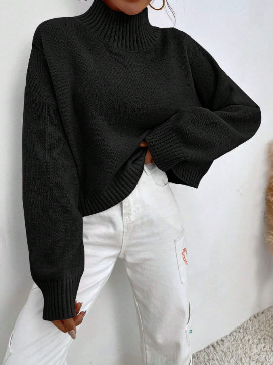 Drop Shoulder Crop Sweater