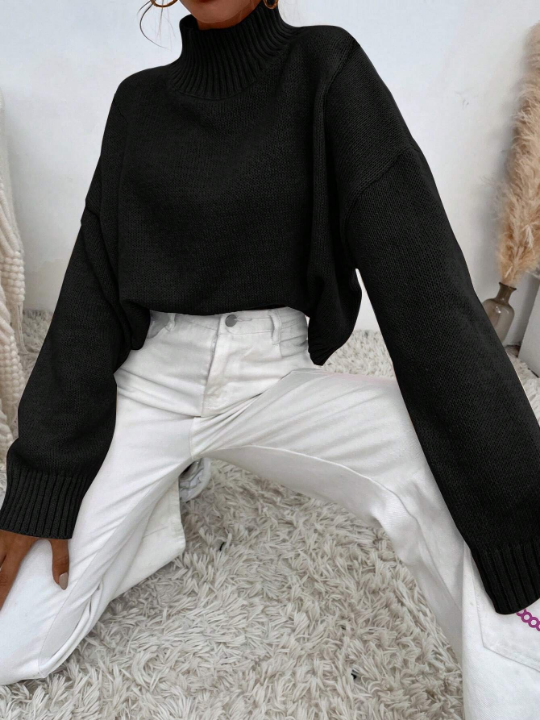 Drop Shoulder Crop Sweater