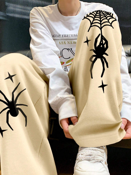 Manfinity Loose Fit Men's Spider Printed Casual Sweatpants