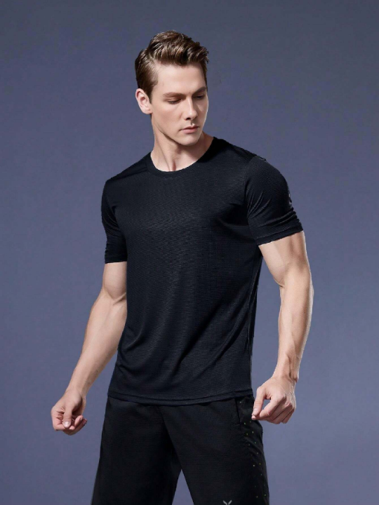 2pcs/Set Men's Sports Quick Dry T-Shirt And Loose Breathable Gym Running Clothes Gym Clothes Men Basic T Shirt