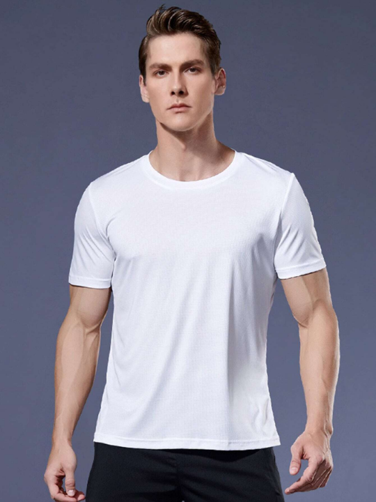 Men's 2pcs/Set Sports Apparel Quick-Dry T-Shirt And Breathable Loose Fitness Running Clothes Gym Clothes Men Basic T Shirt