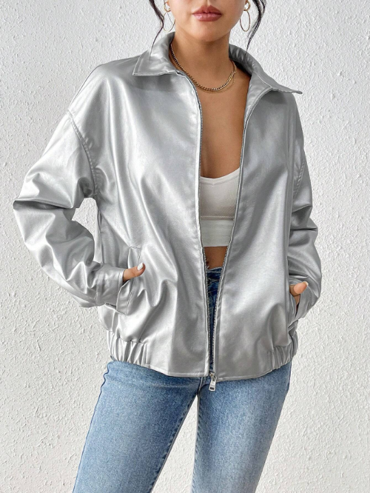 EZwear Loose Fit Jacket With Dropped Shoulders And Coating