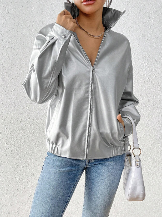 EZwear Loose Fit Jacket With Dropped Shoulders And Coating