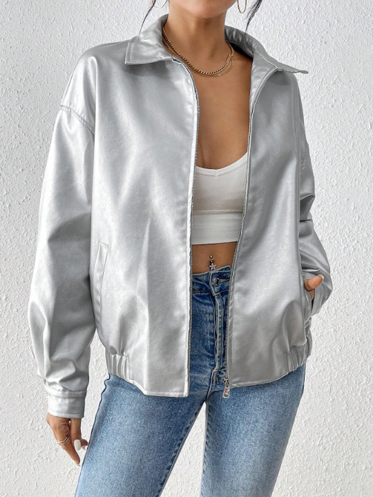 EZwear Loose Fit Jacket With Dropped Shoulders And Coating