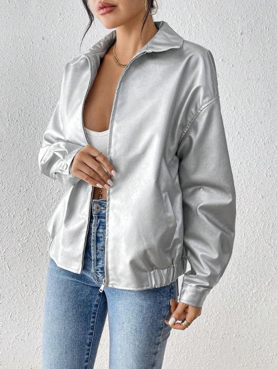 EZwear Loose Fit Jacket With Dropped Shoulders And Coating