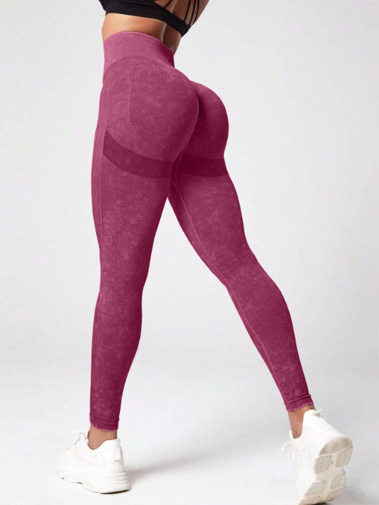 Yoga Trendy Seamless High Stretch Water-washed Athletic Leggings