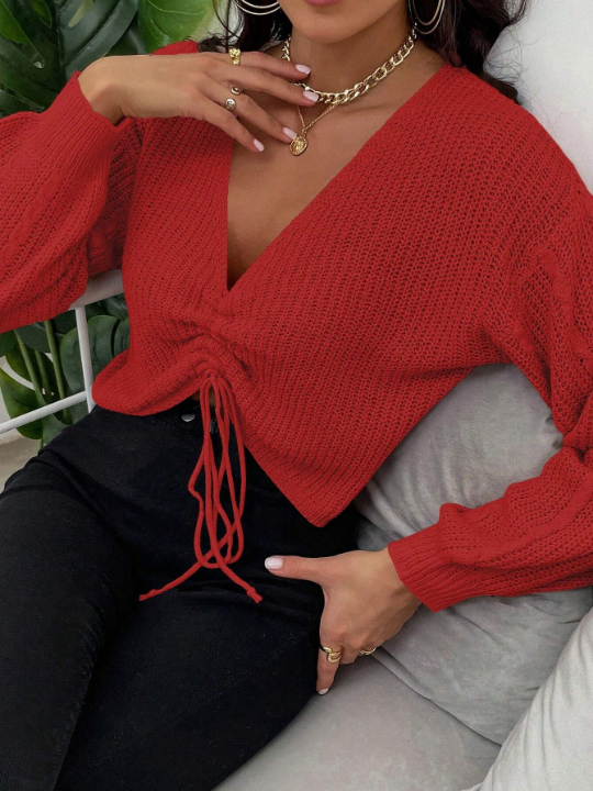 Priv Women'S Casual Sweater With Drop Shoulder Shoulders And Front Shirt Design