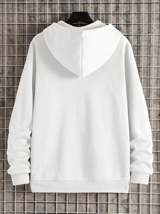 Men's Kangaroo Pocket Drawstring Hoodie With Warm Lining And Zipper Closure